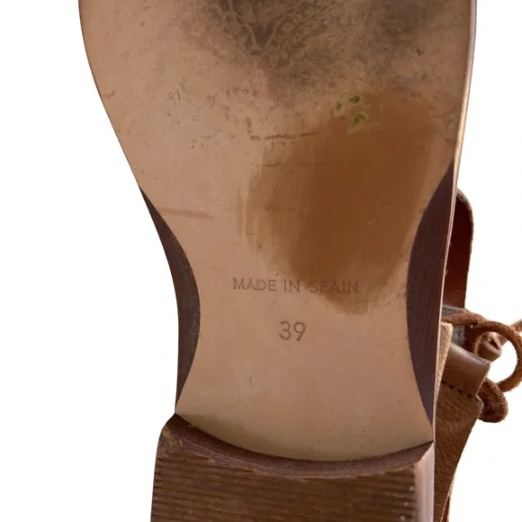 Free People Destino Leather Tan Woven Sz 39